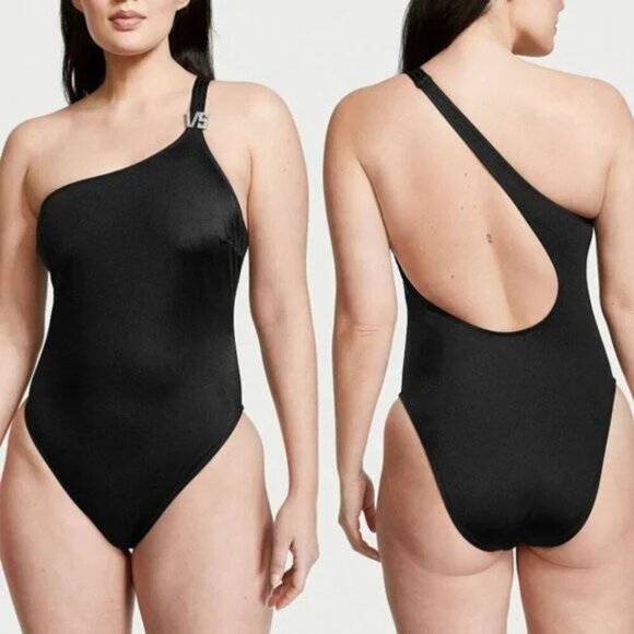NEW Victoria’s Secret Black VS Shine One Shoulder One Piece Swimsuit 3839 - Picture 9 of 9